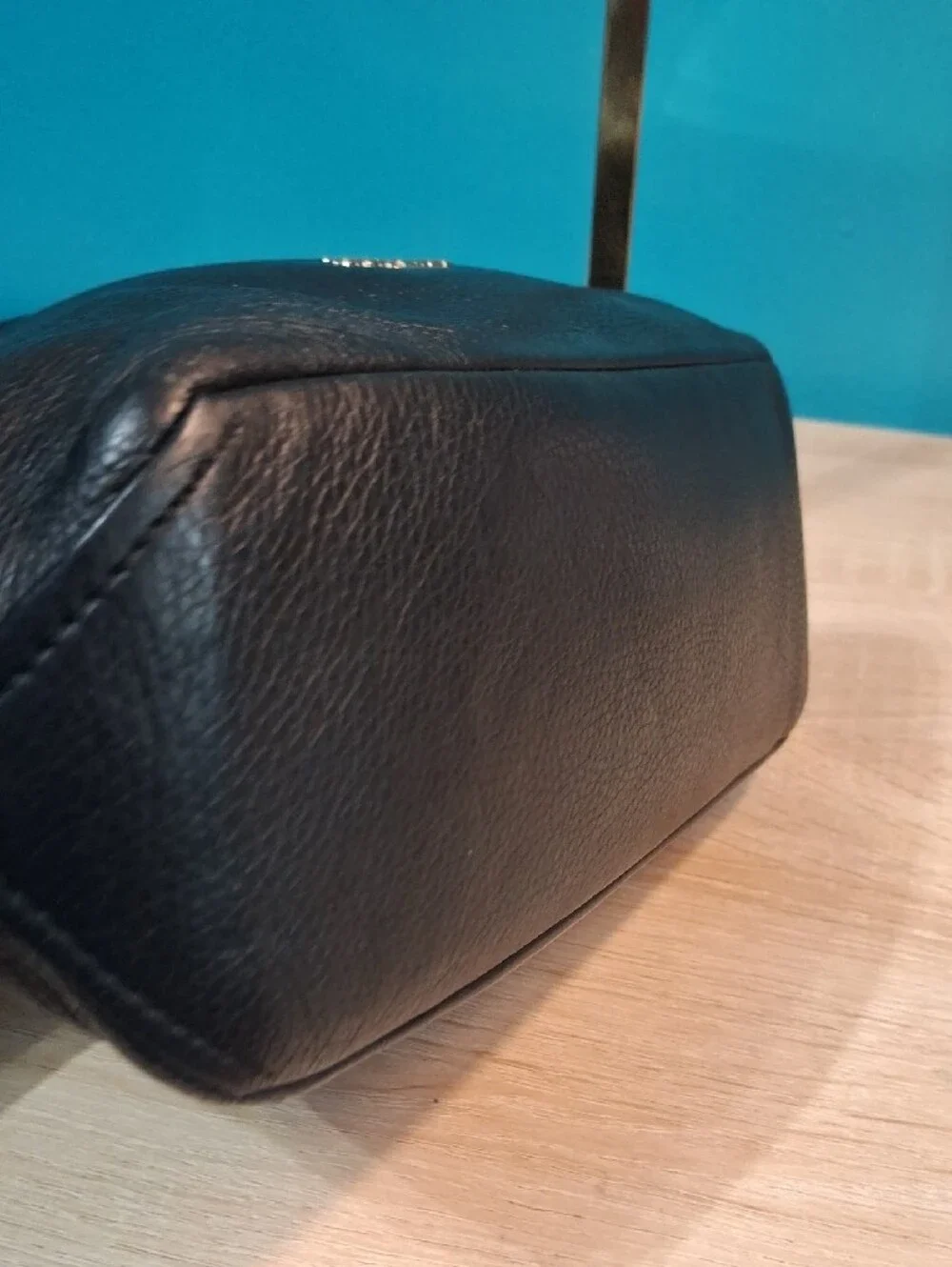 Coach Abby Duffle Black Pebbled Leather Shoulder Hobo with Gold Hardware